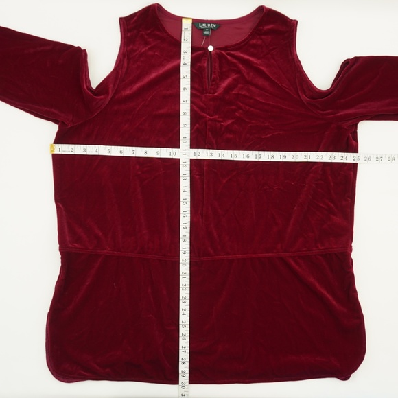 Lauren Ralph Lauren Cold Shoulder Velvet Top - Picture 6 of 7